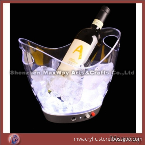 Clear elegant oblong plexiglass ice bucket/pail with led light